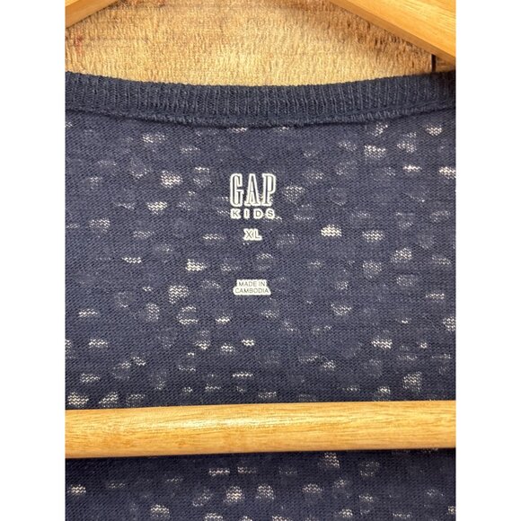 Gap Kids XL Navy & White Heart Print Jumpsuit With Red Bow Accent Short Sleeves - Picture 3 of 8